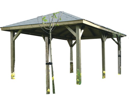 SOLID Paviljoen paaldikte 12x12 cm, geïmpregneerd grenenhout 629x347 cm Houten tuinpaviljoen met dak
