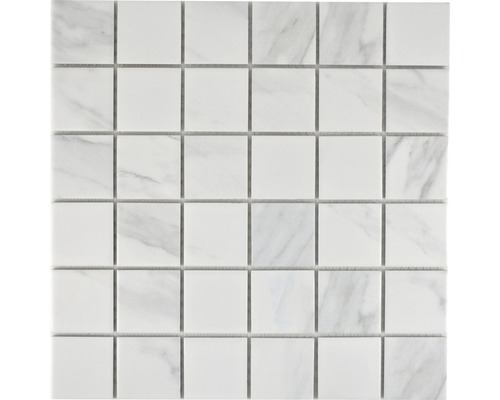 Keramisch mozaïek CIM Q48 CR carrara 30,6x30,6 cm Vierkante mozaïektegel met marmerlook
