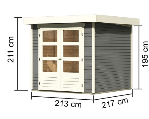 Tuinkast met afmetingen 211 x 213 x 217 cm
