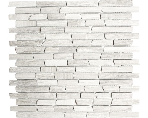 Mozaïektegel natuursteen MOS Brick 2012 grijs 30,5x32,2 cm