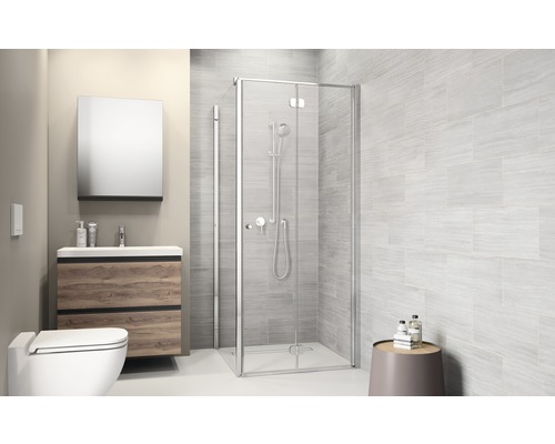 SEALSKIN Vouw douchedeur Code voor douchewand 80x197 cm scharnierzijde rechts Badkamer met douche, wastafelonderkast, spiegelkast en toilet