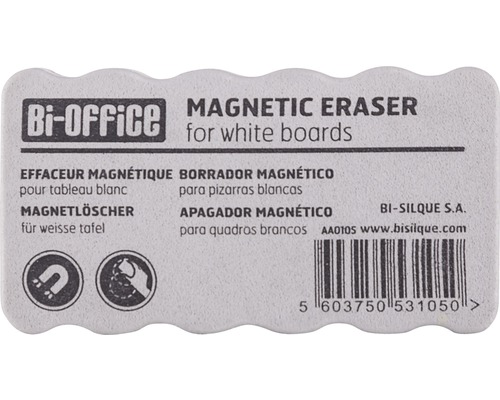 BI-OFFICE Whiteboardwisser magnetisch grijs 5,5x10,5 cm