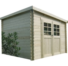 Houten tuinhuis met dubbele deur en ramen