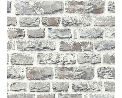 A.S. CRÉATION Vliesbehang 36140-3 Neue Bude 2.0 steenoptiek grijs Behang met steenmotief in grijs en wit