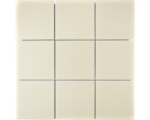 Mozaïektegel keramisch CQ 130 uni beige glans 30x30 cm Vierkante mozaïektegel, geschikt voor wand- en vloerontwerp