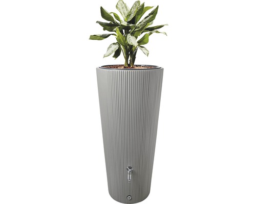 Regenton met planteninzet en kraan