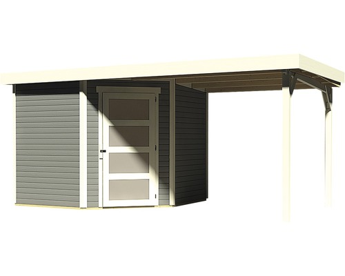 Houten tuinhuis met overkapping