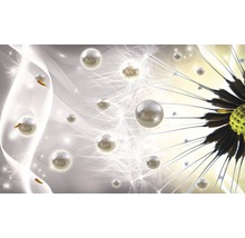 Abstracte bloemenwandafbeelding met paardenbloemen en parels