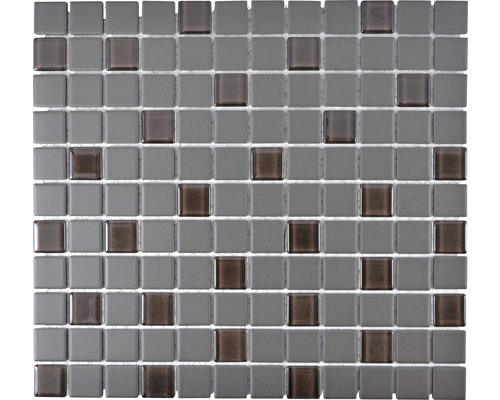 Mozaïektegel keramisch CU G110 bruin mix 32,7x30,2 cm antislip Mozaïektegel met vierkante, grijze en bruine elementen.