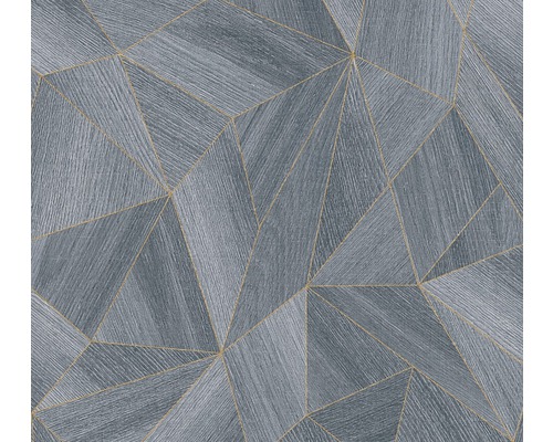 A.S. CRÉATION Vliesbehang 36133-3 Elements II geometrisch grijs blauw Behang met grafisch driehoekpatroon in houtlook