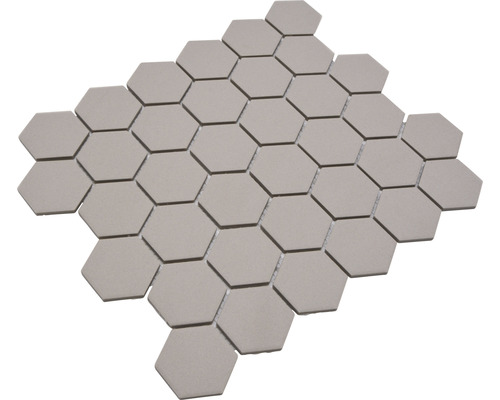 Mozaïektegel keramisch CU HX117 hexagon uni grijs 32,5x28,1 cm antislip