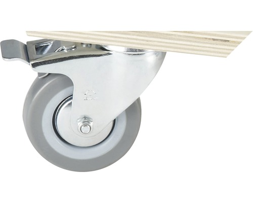 Zwenkwiel met vergrendeling op een houten plaat