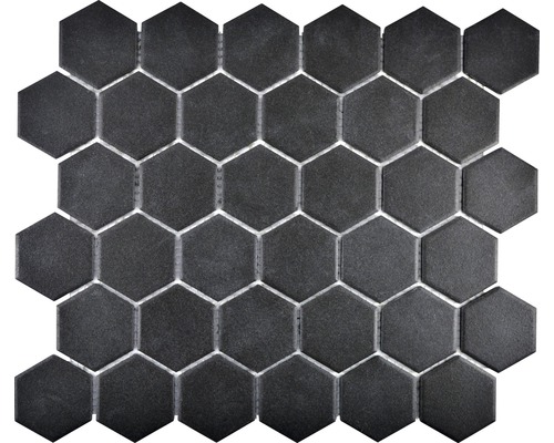 Mozaïektegel keramisch CU HX189 hexagon uni zwart 32,5x28,1 cm antislip