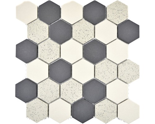 Mozaïektegel keramisch CU HX210M hexagon zwart/crème 27,1x28,1 cm antislip