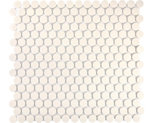 Mozaïektegel keramisch CU K220 knop uni wit 31,5x29,4 cm antislip Mozaïektegel met ronde stenen