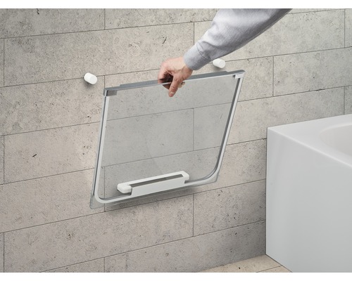 Opklapbaar badscherm van glas met wandmontage