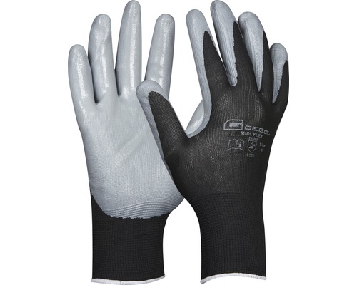 GEBOL Werkhandschoenen Midi-Flex grijs/zwart maat 9
