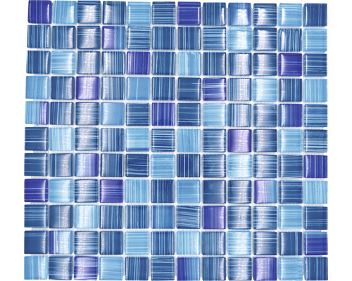 Mozaïektegel glas Chrystal XCM 8285 blauw 30,5x32,5 cm Mozaïektegel met vierkante glasstenen
