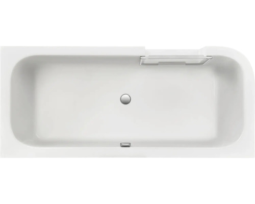 Rechthoekig bad met afvoergarnituur en spatscherm