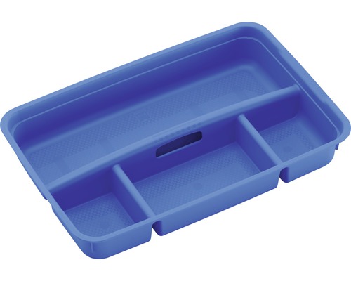 Lege blauwe gereedschapskist met vakken voor opslag