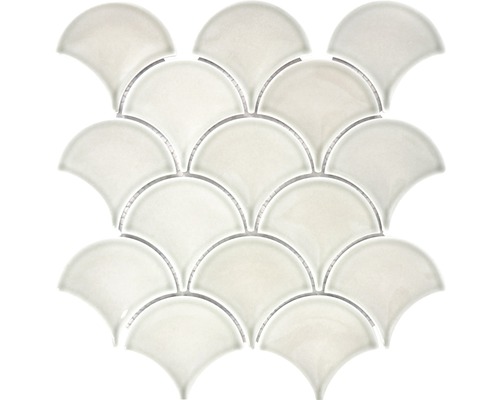Mozaïektegel keramisch FS 03C uni grijs glans 25,6x27,3 cm Waaiervormig mozaïek van keramiek