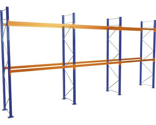 SCHULTE Palletstelling met 3 niveau's 400x844x110 cm blauw/oranje (voor pallets tot 1060 kg)
