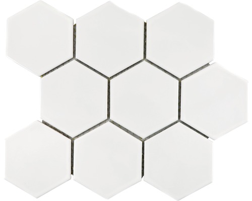 Mozaïektegel keramisch HX 100 hexagon uni wit glans 25,6x29,6 cm Mozaïektegel keramisch HX 100 hexagon uni wit glans 25,6x29,6 cm