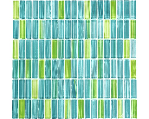 Mozaïektegel glas Crystal XCM S850 groen/blauw mix 30,5x32,5 cm Glazen mozaïektegel, rechthoekig