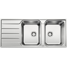 Spoelbak van roestvrij staal met twee bakken en afdruiprek