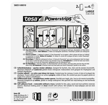 Tesa Powerstrips verpakking met twee grote zelfklevende haken en vier plakstrips