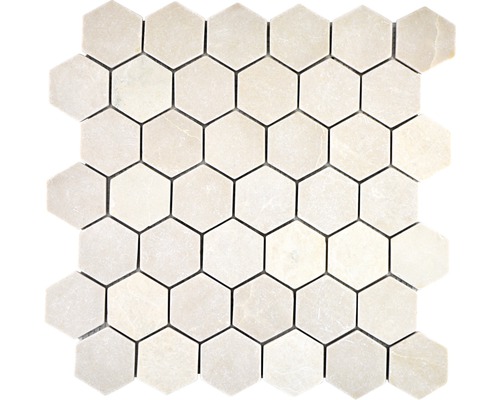 Mozaïektegel natuursteen HXN 13R hexagon beige 29,8x30,5 cm