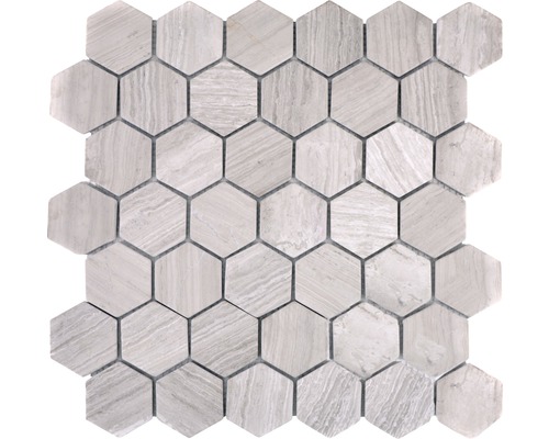 Mozaïektegel natuursteen HXN 2012 hexagon grijs 29,8x30,5 cm