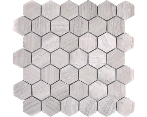 Mozaïektegel natuursteen HXN 2012 hexagon grijs 29,8x30,5 cm Mozaïektegel met zeshoekig patroon