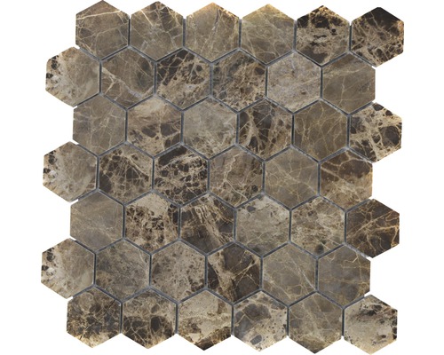 Mozaïektegel natuursteen HXN 2909 hexagon bruin 29,8x30,5 cm