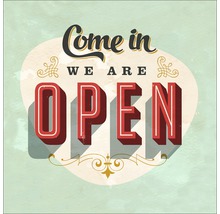 Bord met de tekst: Kom binnen, we zijn open.