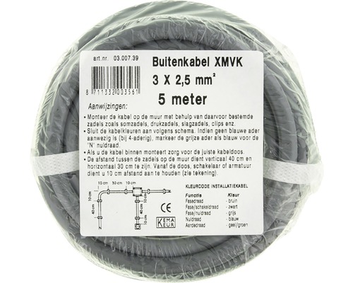 XMVK buitenkabel 3 x 2,5 mm², 5 meter rol