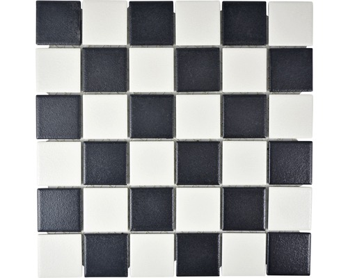 Mozaïektegel keramisch SAT 348 wit/zwart 30x30 cm antislip Mozaïektegel met schaakbordpatroon