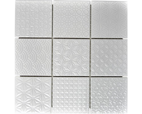 Mozaïektegel keramisch SPIRIT W3 wit 30x30 cm Mozaïektegel met diverse patronen voor wand- en vloerdecoratie