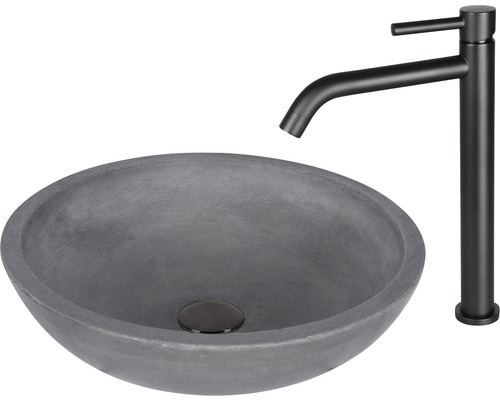 Ronde betonnen waskom met kraan