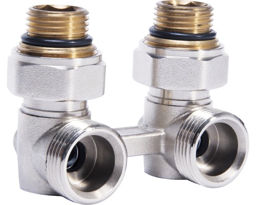 Dubbele hoekfitting voor sanitaire installaties