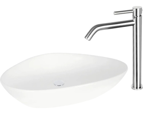 Opzetwastafel en kraan voor de badkamer