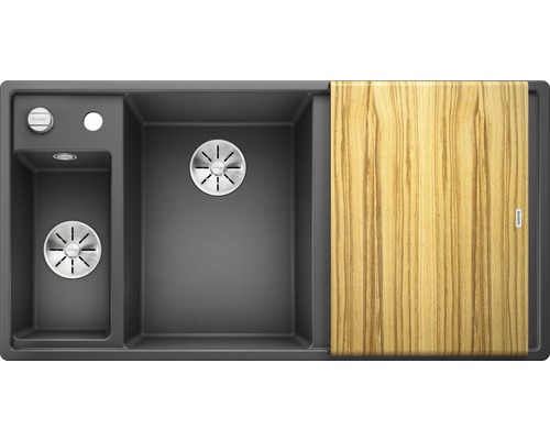 BLANCO Spoelbak Axia III 6 S rotsgrijs 51x100 cm Spoelbak met twee bakken en snijplank