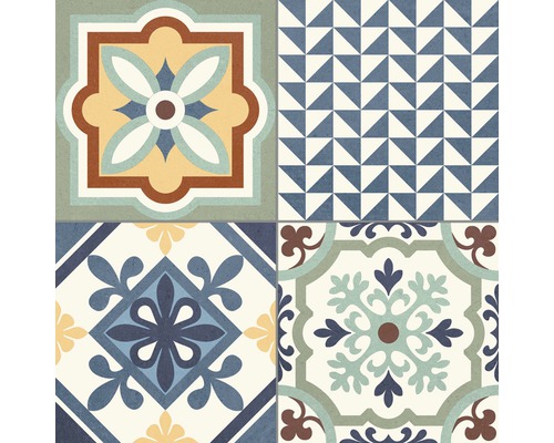 Tegelpatroon met geometrische en bloemmotieven