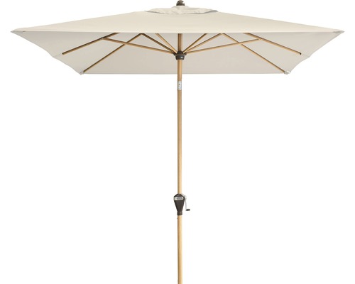 Vierkante parasol met houten frame en slinger mechanisme