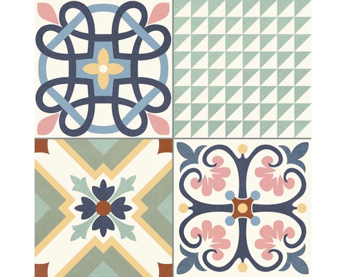 Tegels met geometrische en bloemmotieven