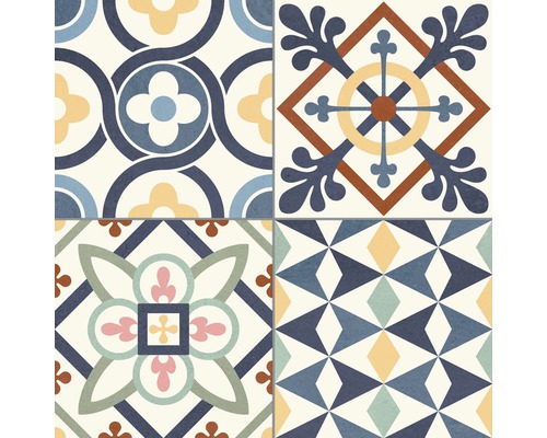 Tegels met diverse geometrische en bloemmotieven