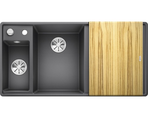 Spoelbak met twee bakken en snijplank