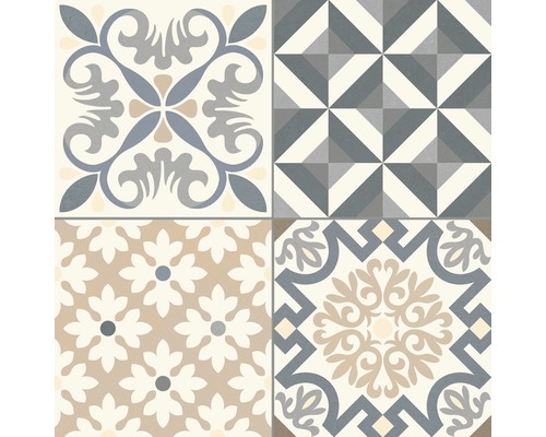 Patroon van vier tegels met verschillende ontwerpen