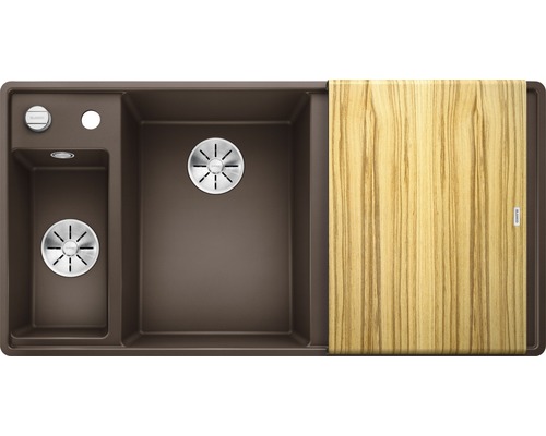 Spoelbak met twee kommen en snijplank