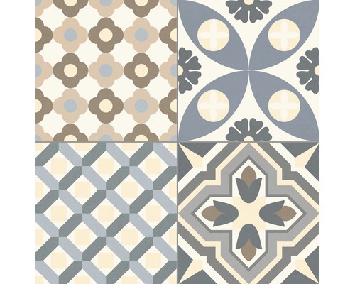 Tegelpatroon met geometrische en bloemmotieven